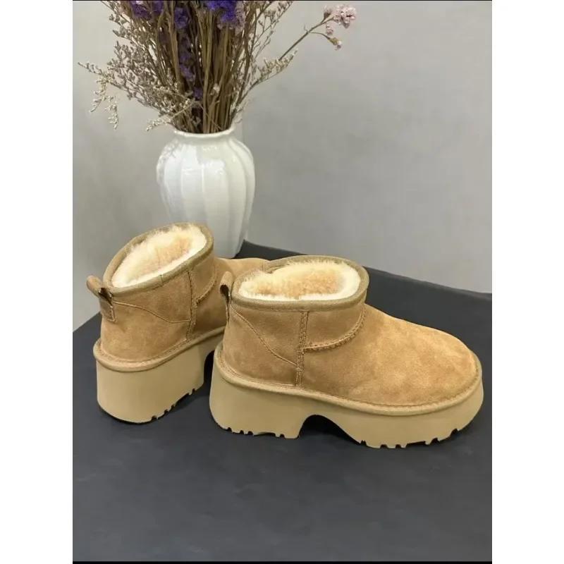 Fashion High heeled wool boots, the latest winter 2025 sheepskin wool integrated women's boots, mermaid style, platform high heels