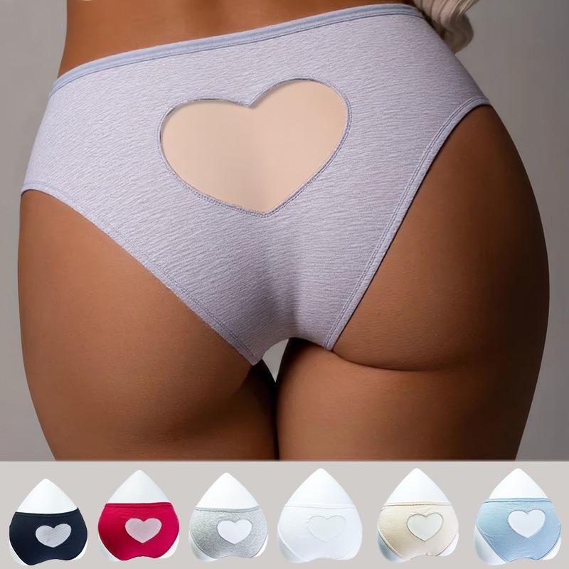 

6 шт. хлопковые женские трусики с низкой талией, сексуальные сетчатые трусы с рисунком в виде сердца, женское нижнее белье больших размеров для женщин 28 средний синий