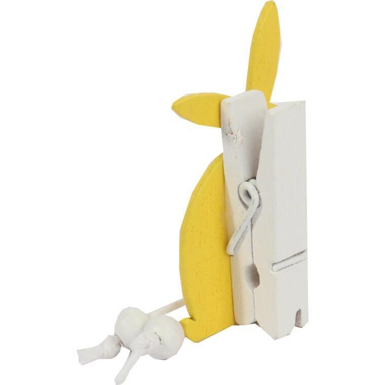 Yellow Wooden Bunny-Shaped Clothespins - Easter Decorations 6 pcs.