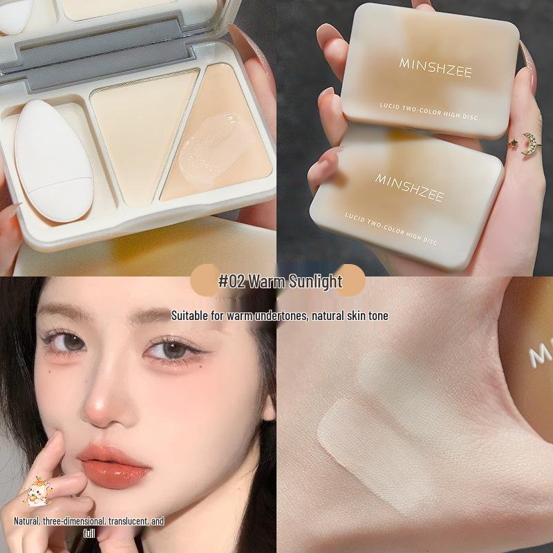 

Палетка для контуринга и хайлайтера Mingxi Zhi двухцветная матовая – Кремовый, увлажняющий хайлайтер для естественного сияния