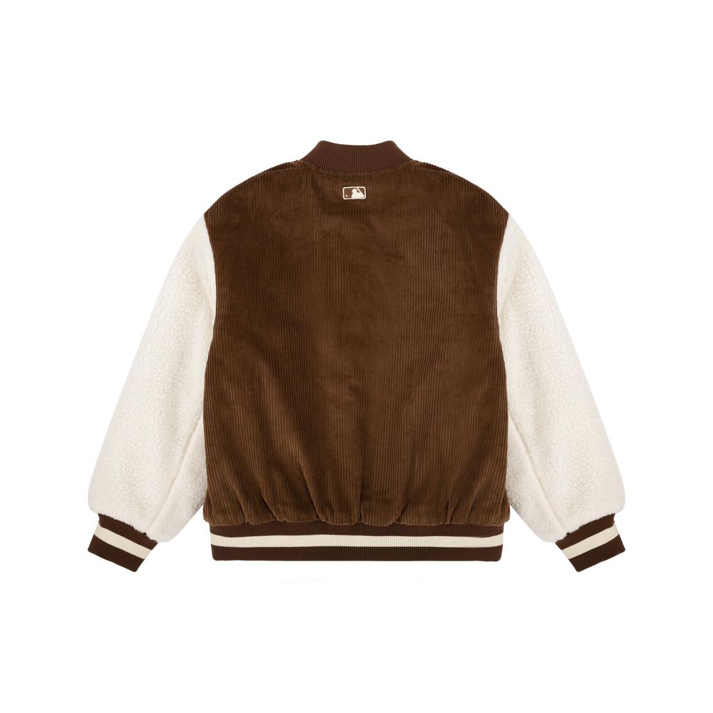 MLB Color Block Sherpa Corduroy Baseball Jacket Unisex jackets Brown 3AJPEC116-50BRS
