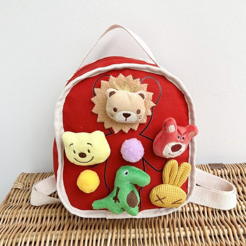 Корейская версия детского школьного рюкзака милый холщовый рюкзак для детского сада мальчиков и девочек легкий многофункциональный рюкзак красный