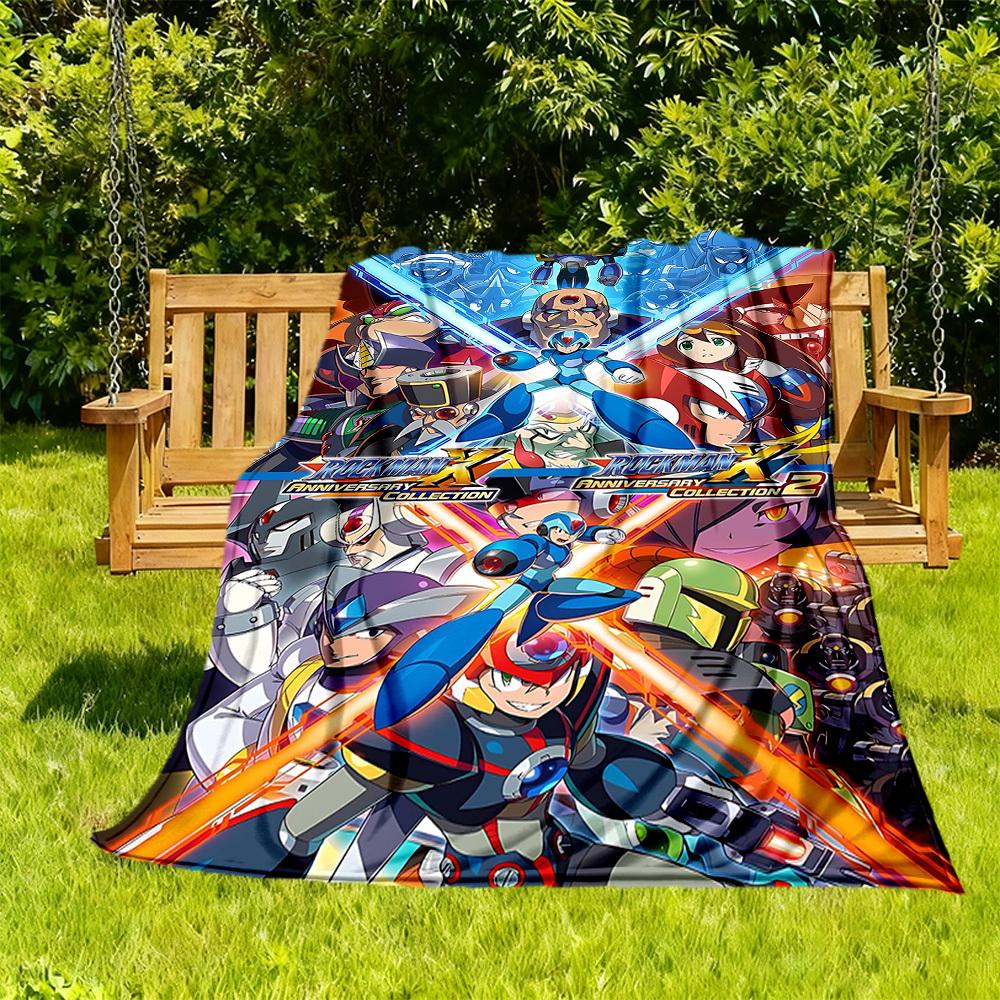 

1pc Mega Man Anniversary Collection Rockman X All-Season Comfort, Outdoor Flannel Blanket - Soft, Warm & Cozy for Naps, Camping & Travel 009 130x150cm