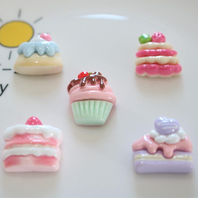 Mix 10Pcs Resin Fake Cake Dessert Charms Flatback For Diy Fridge Magnet Hair Clip Craft Decor