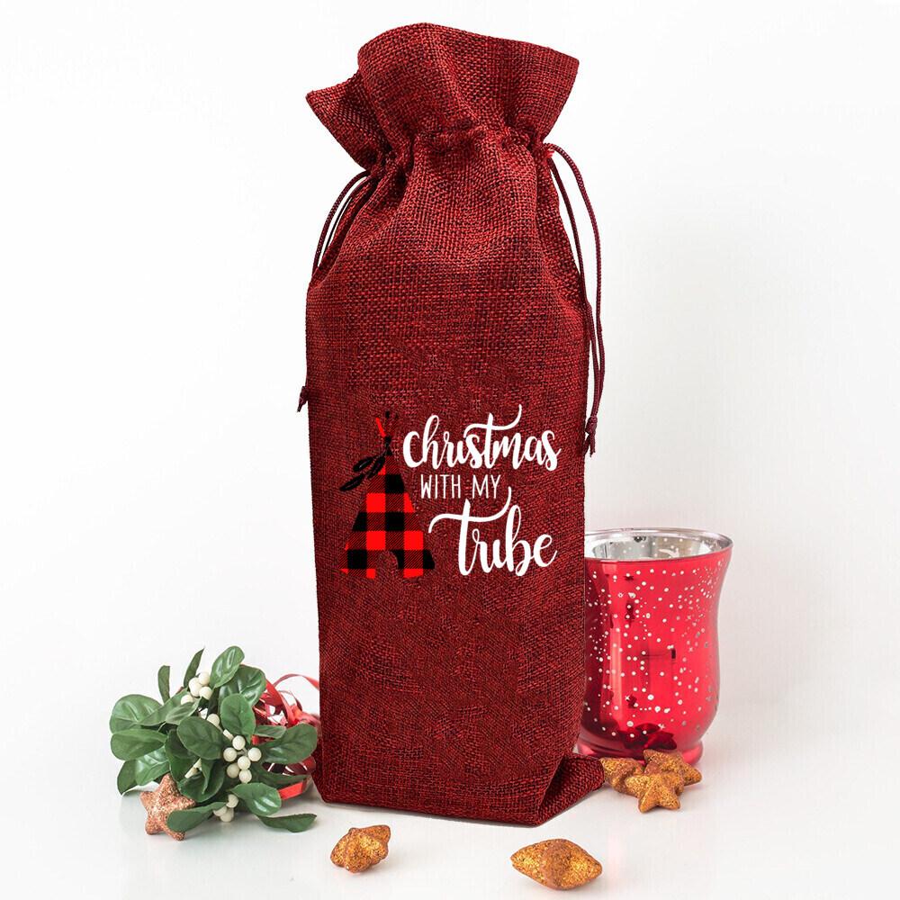 Noel ekibi baskısı Şişe çantası şarap çantaları Minimalist içki kılıfı yeni yıl masa dekorasyon paketi Şarap severlerin noel hediyeleri