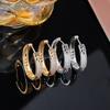 Elegant European Copper Zircon Diamond Triple-Row Wheat Ear Cuff Earrings