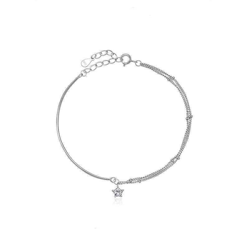 

S999 Pure Silver Star Bracelet: Women s Double Layer, Luxury Round Bead Design, Light Ins Style Hand Jewelry. Pure Silver