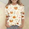 Kids Halloween Print Crew Neck Three Quarter Sleeve Casual T Shirt Top Boys Girls Comfortable Fit Soft Fabric Seasonal Wear