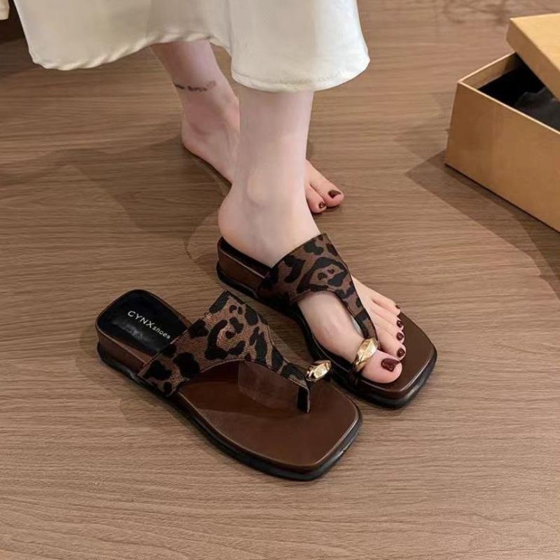 Fashion Women Platform Wedges Heel Clip Toe Leopard Print Sandal Fad Soft Sole Not Tired Feet Wear Peep Toe Lady Slipper Sandalias Mujer