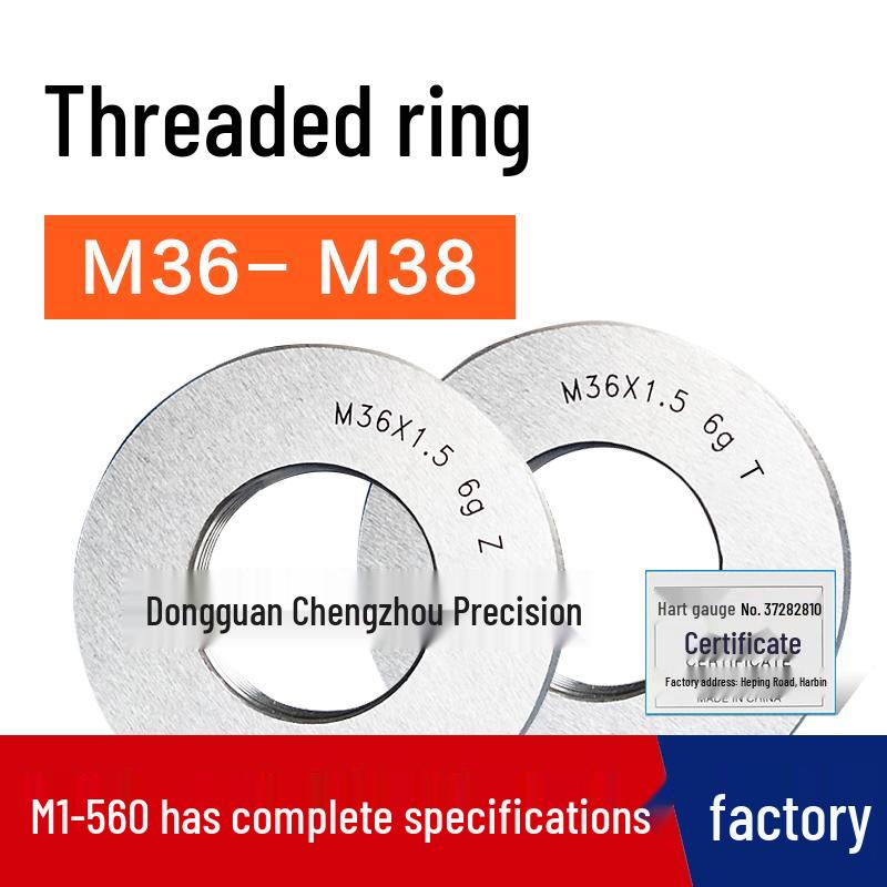 

Thread Ring Gauge Go/No-Go M36-M38, Pitch: 4 to 0.5mm, 6g Ring Gauge M36*3-6g