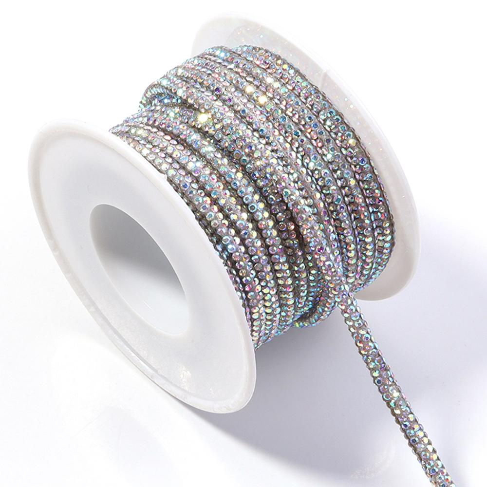 5Yards/Lot 4mm Glass Rhinestones Rope Round Tube Glitter Diamond Cord For DIY Jewelry Making Headwear Shoelace Decoration