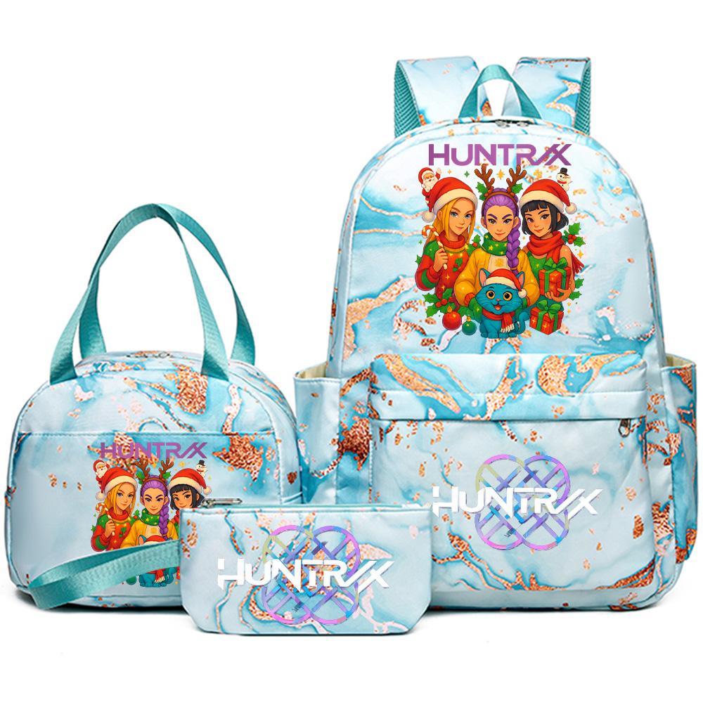 3Pcs/set Christmas Kpop Printed Backpack with Handbag Pencil Case for Teenager Student Girl Boy Bookbag Schoolbag Large Capacity Travel Bag Kid Gift