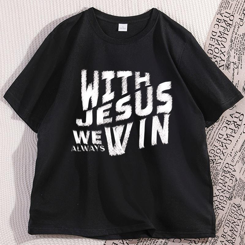 Jesus T Shirt Casual Cotton Short Sleeve Streetwear God Tee Shirt Christian Faith TShirt Loose Printed Short Sleeve Tshirt