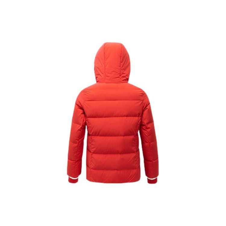 Anta Letter Print Pattern Zipper Hooded Down Jacket Women Outerwear Red 162247910-2