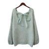 Design Sense Back Bow Tie Lazy Style Loose and Thin Knitted Sweater Top Autumn New Sweater Pullover Woman