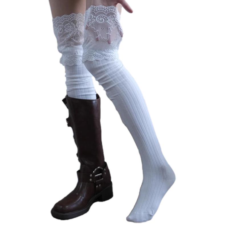 

Women S Lace Patchwork Long Stocks Sweet Lolita Over-The-Knee Socks