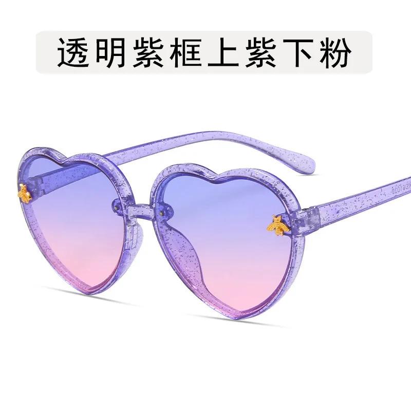 Fashion Brand Heart Kids Sunglasses New Children Cute Pink Cartoon Bee Sun Glasses Girls Boys Baby Gradient Shades Uv400 Eyewear