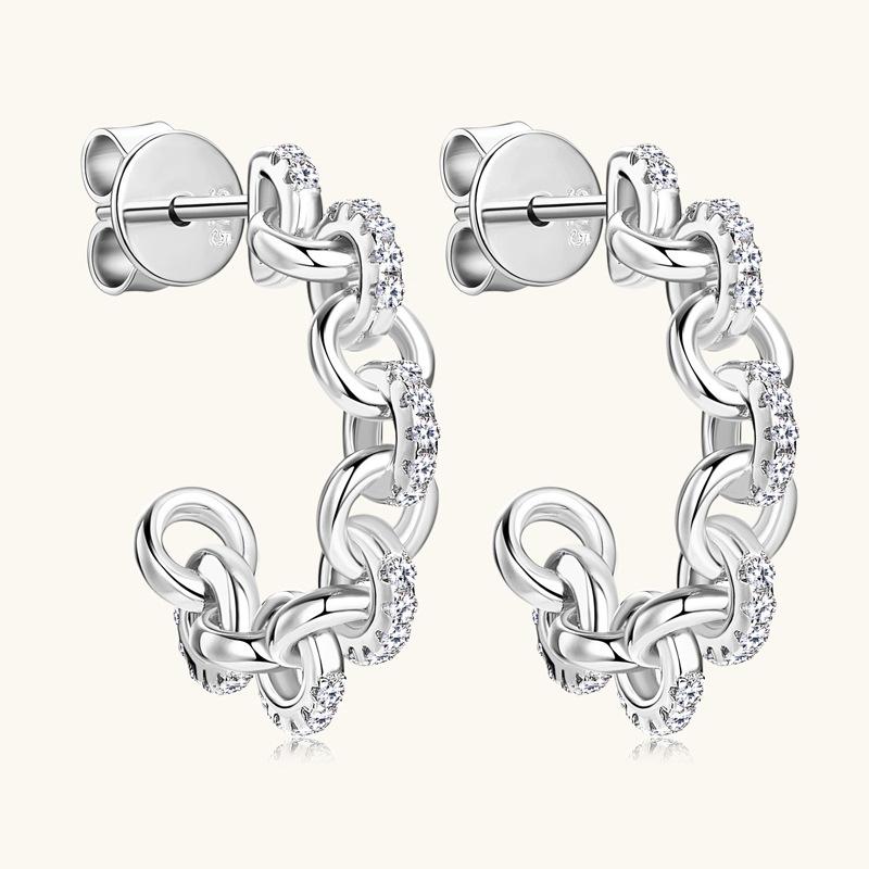 

Gica Gema Temperament Simple S925 стерлингового серебра серьги-гвоздики маленькие премиум муассанитовые аксессуары для ушей Length 19.5mm белый