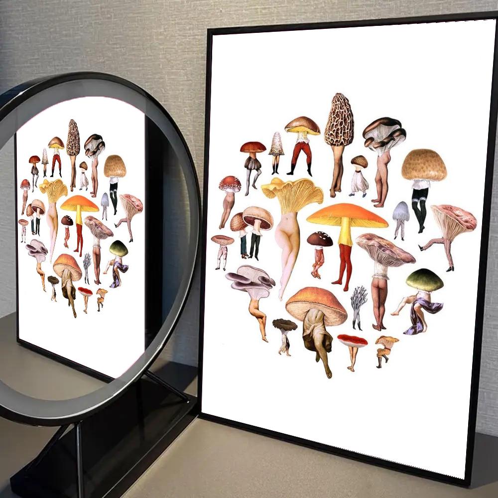 1pc Don't Forget Your Roots Art Cactus Sexy Mushroom Poster Self-adhesive Art Waterproof Paper Sticker Wall Decor