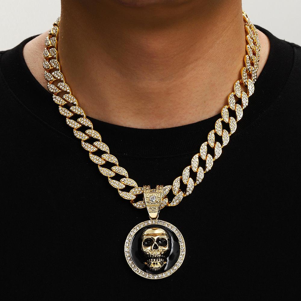 Drip Alloy Skull Pendant Domineering Cool Personality Trend Hip Hop Necklace Men'S Jewelry