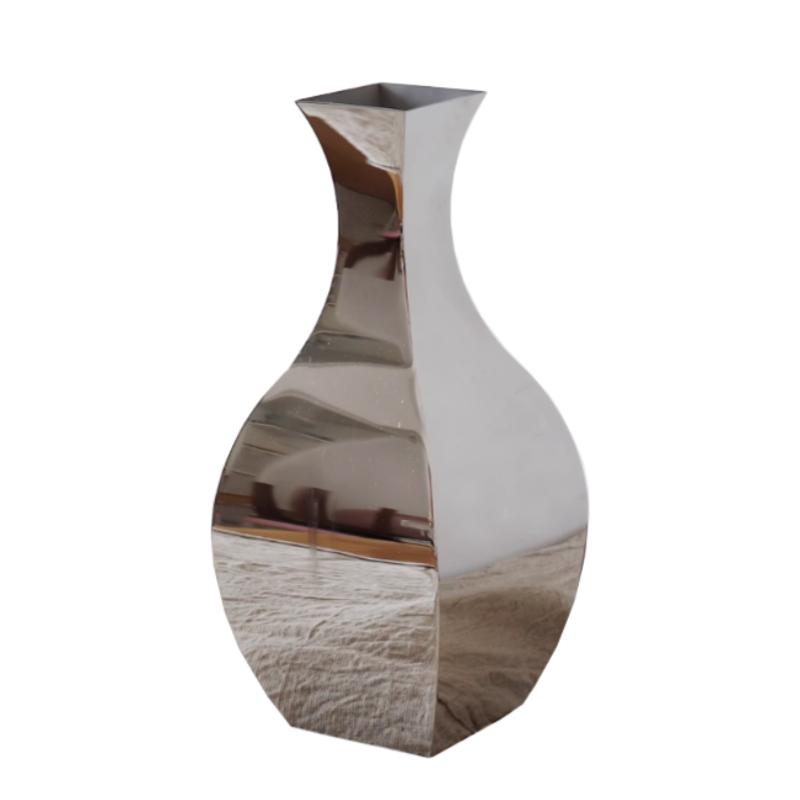 Silver Stainless Steel Mirror Vase Metal Handicrafts Flower Arrangement Accessories Flower Vase Home Decoration Accessories