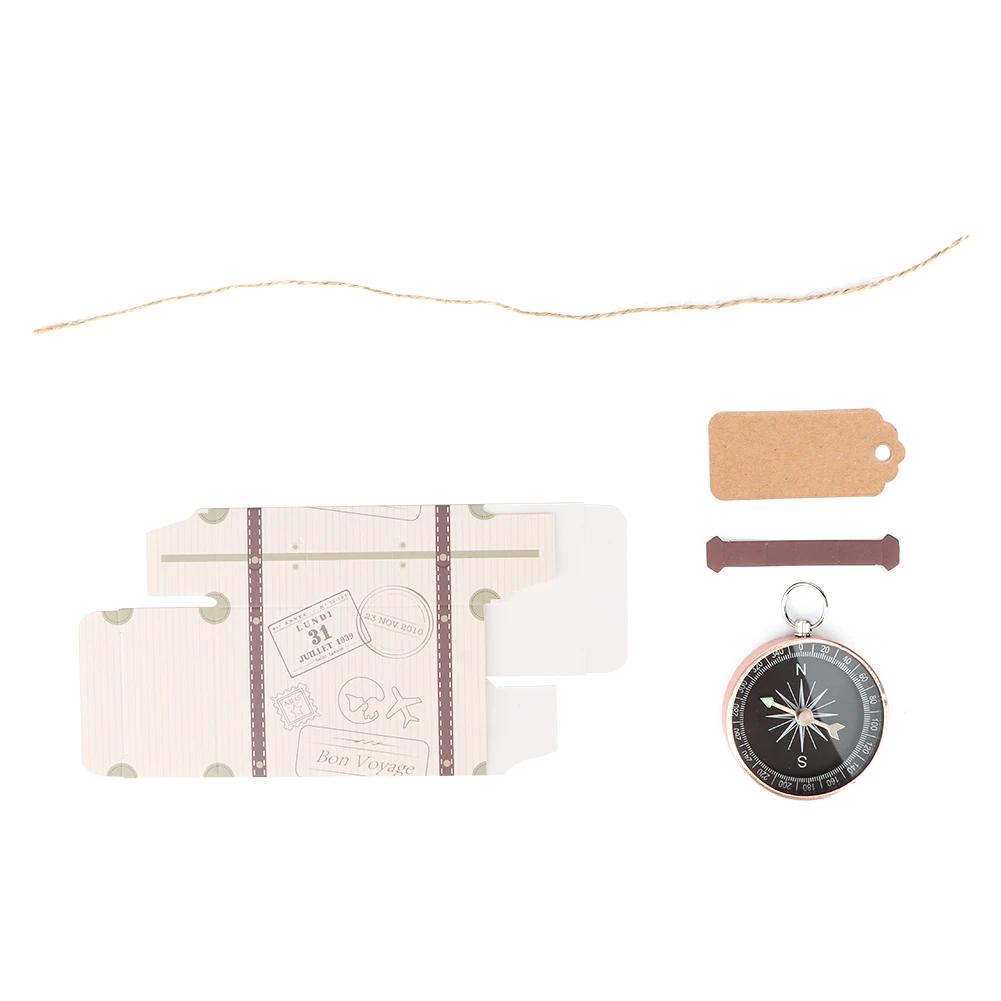 20pcs Vintage Wedding Gift Box Candy Boxes With Compass Kraft Tags Hemp For Travel Wedding Favors Gift Packaging Decorations