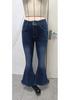 European Retro Mid-Waist Stretch Wide-Leg Embroidered Denim Jeans for Women
