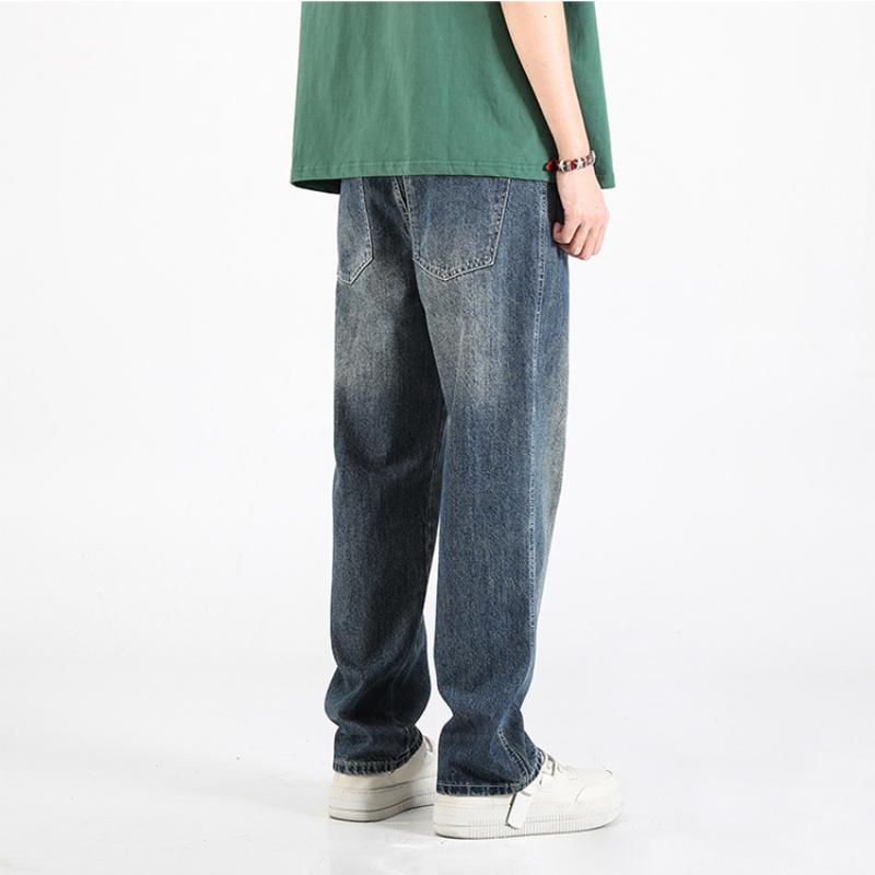Straight Jeans Plus Size Wide Legs Pants Spring Autumn Men's Loose Casual Drape Trousers