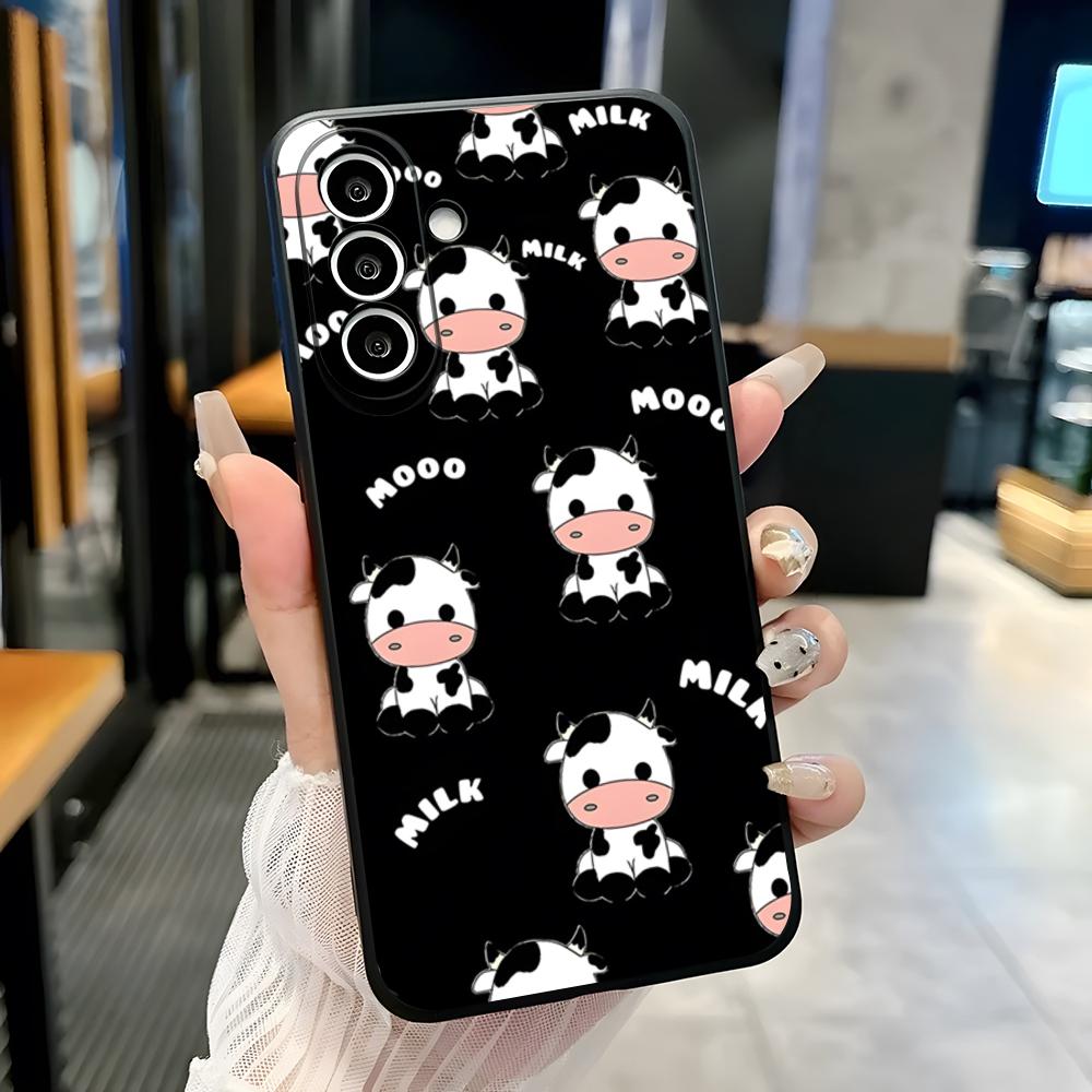 Cartoon Cow Phone Case For Samsung A25 A13 A33 5G A54 A36 A35 A56 A52 A14 Shockproof Soft Cover