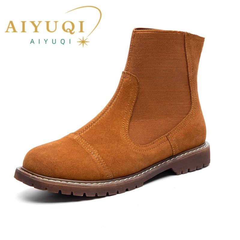 Fashion AIYUQI Women Chelsea Boots 2025 Autumn Winter New British Style Fashion Short Boots Women Suede Slip-on Ankle Boots Women