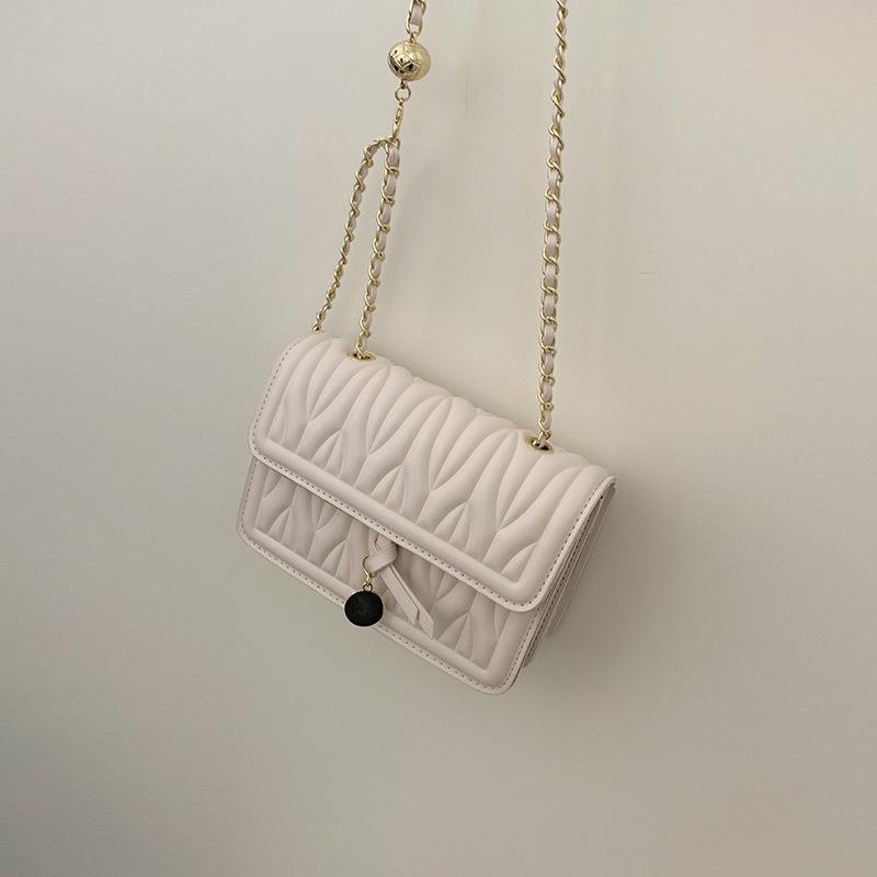Women S Summer All-Match Shoulder Bag Niche Embroidery Thread Small Square Bag High-Quality Texture Chain Messenger Bag