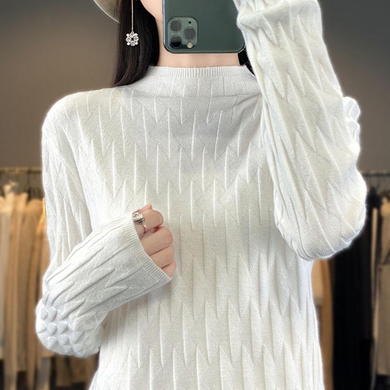 

New Autumn and Winter Andy Velvet Half-height Sweater for Women Fashion Versatile Pit Strip Base Shirt Top Loose Warm Sweater S