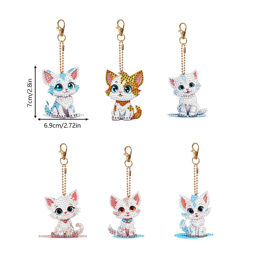 8/6PCS Diamond Painting Keyring Double Sided Rhinestone Painting Keychain Pendant Mandala for Adult Kid Handbag Pendant Decor