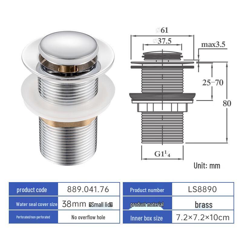 Brass Pop-up Washbasin Drainer