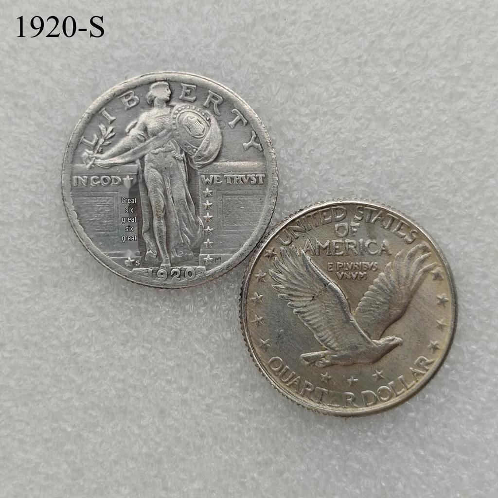 Antique American Liberty 25 Cents Coin, 1916-1930, Optional Brass or Silver Plated