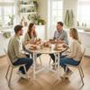 Foldable Dining Table 80 Cm Round Folding Table With Steel Frame Space For 2 4 Persons Natural Wood Look
