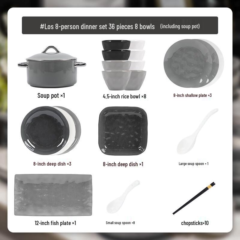 Handun European Bone China Dinnerware Set, 36-Piece