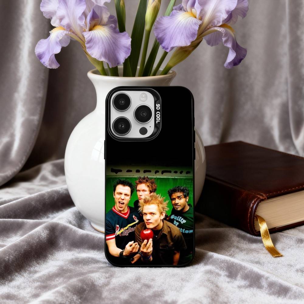 Hard-rock S-Sum 41 Band Phone Case For iPhone17,16,15,14,13,12,11 Plus,Pro Max Black Candy Silver Phone Case