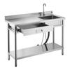 Stainless Steel Utility Sink, Rolling Single Bowl Commercial Kitchen Sink with Drawer, Faucet and Hot & Cold Water Pipe, Utility Basin for Garage,