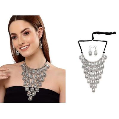 Módní nejnovější stylová tradiční sada šperků z oxidovaného stříbra pro ženy