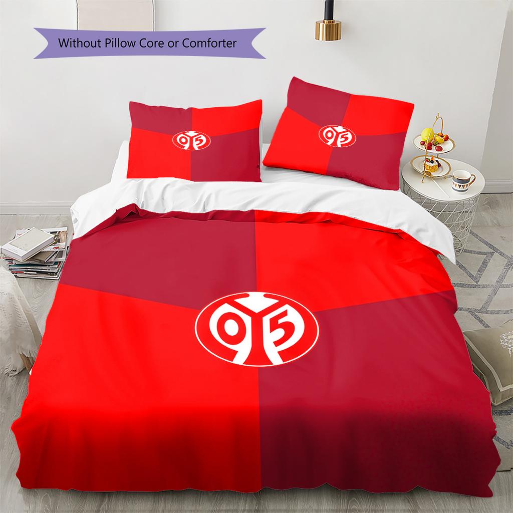 FSV Mainz 05 Pattern Bedding Quilt Set Home Decoration Gift (1 * duvet cover + 2 * pillowcase without core)