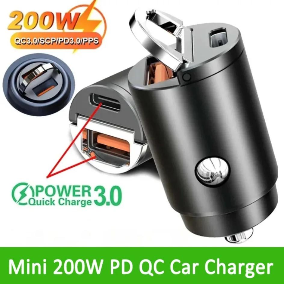 Mini Car Cigarette Lighter One Trailer Two Car Charging Plug Fast Charging Car Charger USB C Car Phone Chargers Adapter