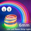 Wire/DC Plug 12V Led Neon Strip Light 6mm Narrow Rope Flex Tape Silicon Tube Bar Waterproof DIY Sign Red Green Blue Yellow