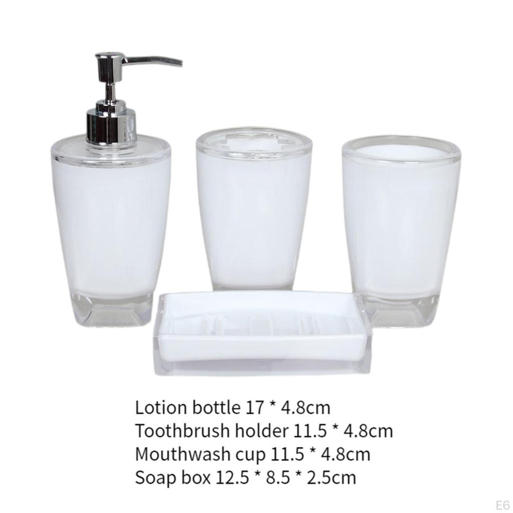 4 Piece Soap Dispenser, Toothbrush Holder, Apartment Essentials, Premium Modern Bathroom Accessory