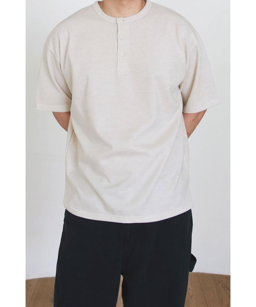BLUFF Rugged Overfit Henley Neck Short Sleeve T-Shirt [2 Colors]