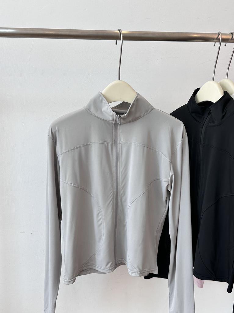 Stand-up collar yoga sunscreen clothing women's 1011 summer Internet celebrity fitness zipper long sleeve summer waist sports slim yoga clothing