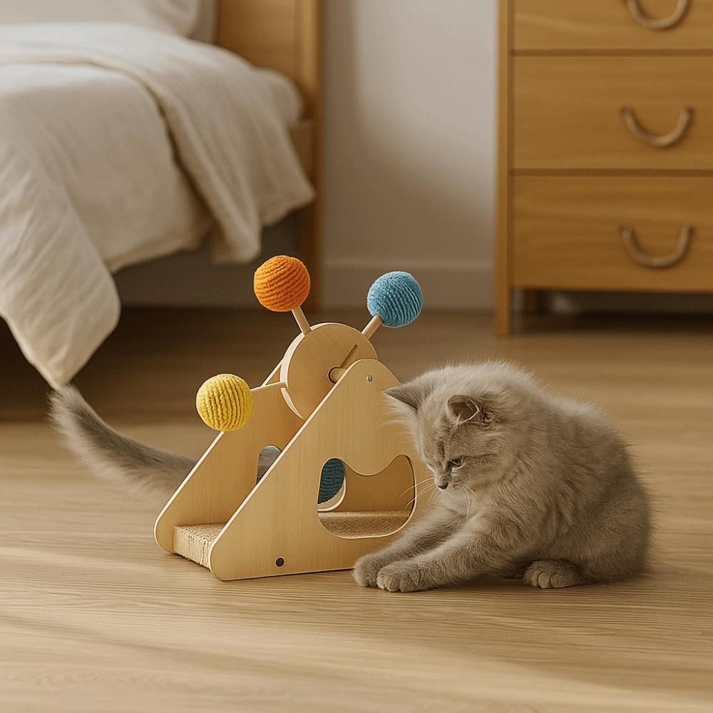 Rotating Turntable Ferris Wheel Cat Toy Detachable Wear Resistant Cat Scratcher Toy Durable Interactive Cat Toy Playing Teasing