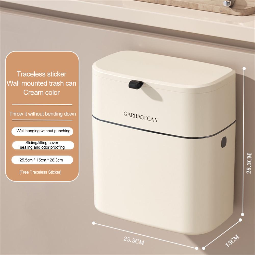 Stylish Hanging Trash Can for Household Toilets - Large Capacity, Square Design, Convenient Clamshell Lid Waste Bins