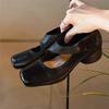 Super soft horse leather~ high-end leather square head thick heel Mary Jane shoes women's autumn retro ballet shoes small leather shoes single shoes