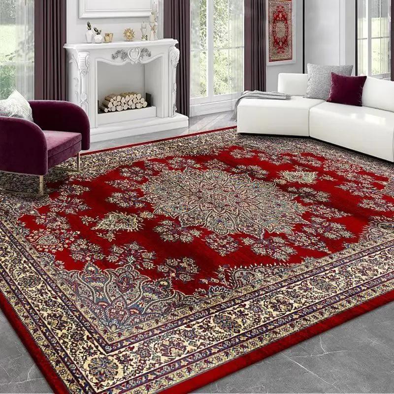 Classic Persian Red Luxury Rug For Living Room Bedroom Premium Nonslip Carpet Elegant Tea Table Kitchen Floor Mat Home Decor
